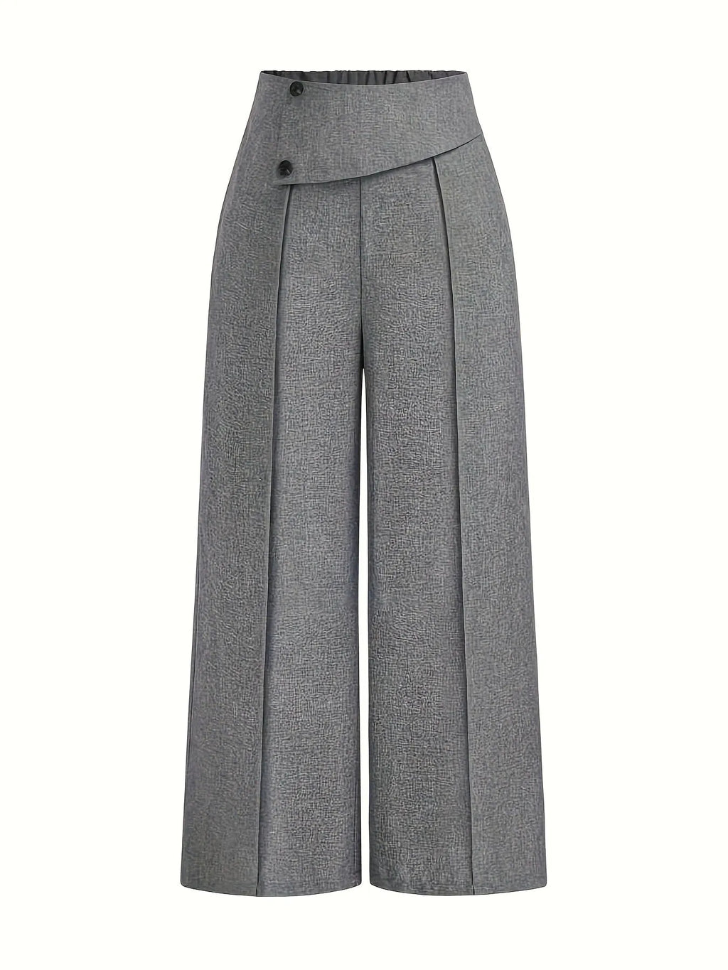 Chic And Sophisticated Grey Wide-leg Trousers With A Wrap-waist Design.