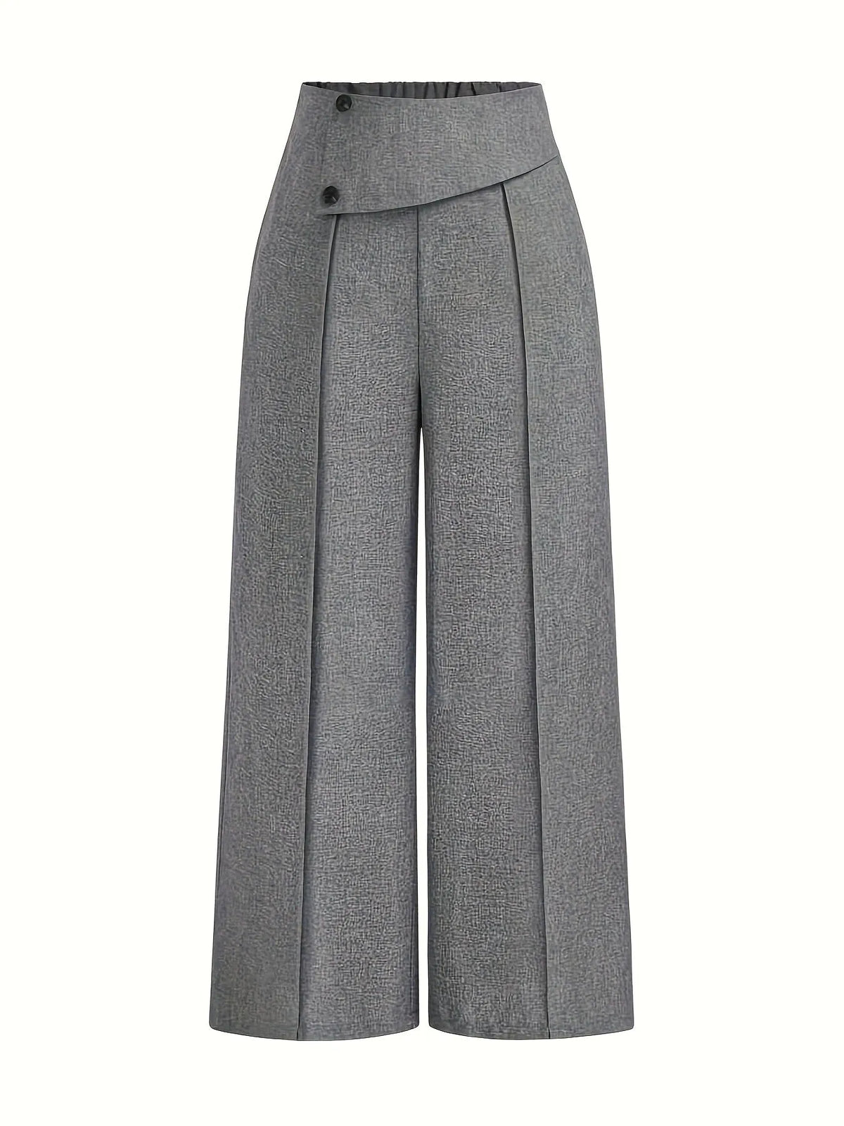 Chic And Sophisticated Grey Wide-leg Trousers With A Wrap-waist Design.