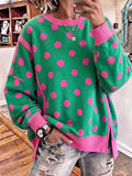 Chic Green and Pink Polka Dot Sweatshirt