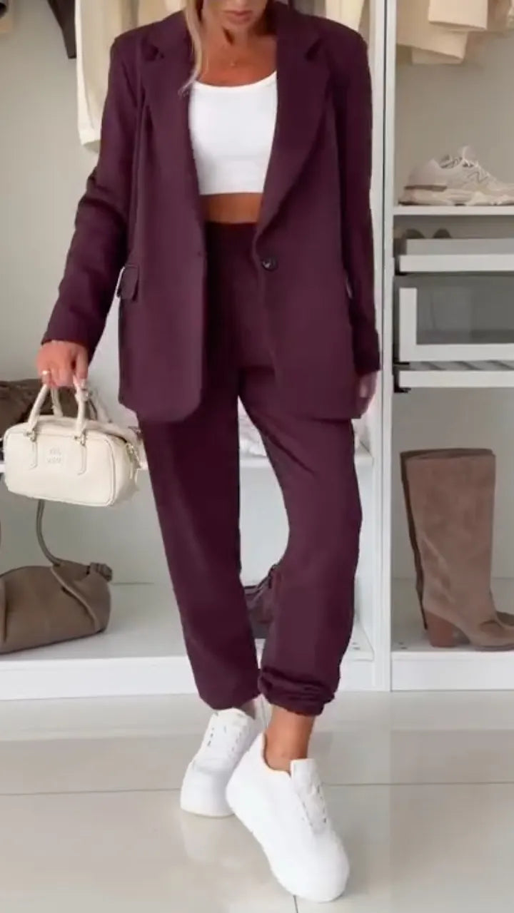 Blazer And Jogger Pants Two‑Piece Set