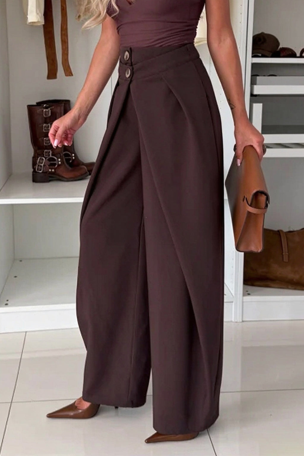 High-Waisted Sculptural Wide-Leg Pants