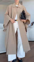 Cape-Sleeve Maxi Trench Coat