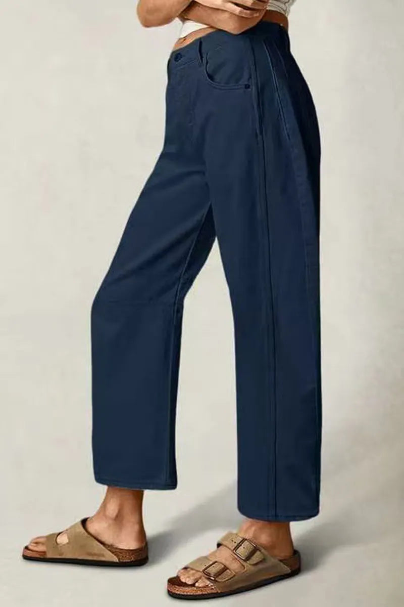 Women's Casual Solid Color Versatile Straight Leg Jeans