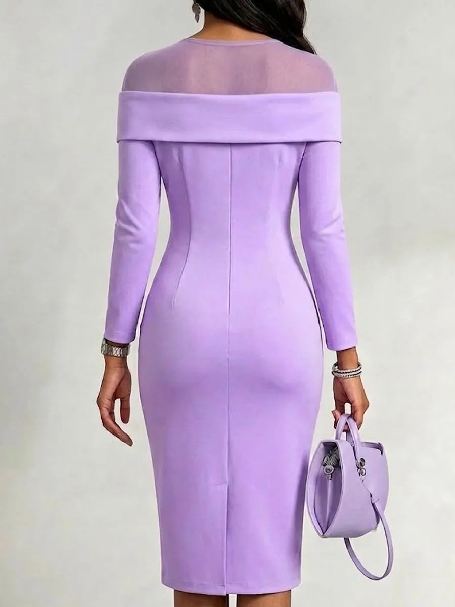 Dress With A Round Neck And 3d Floral Embellishment On The Side