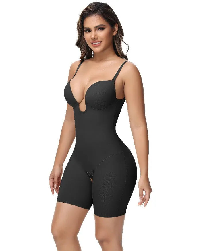 🎉 Women's U Plunge Strapless Tummy Control Bodysuit Low Back Built In Bra Shapewear