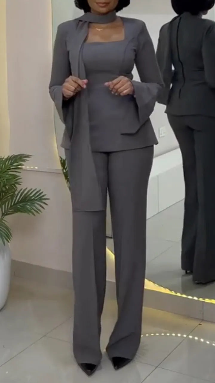 Flare Sleeve Blazer Suit Set