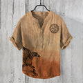 Men'S Viking Graphic Art Linen Blend Shirt