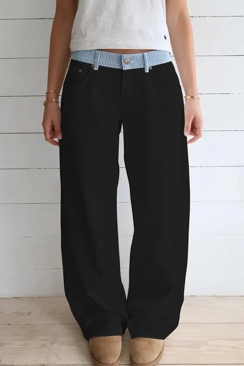 Women's Classic Color-Block Waistband Jeans