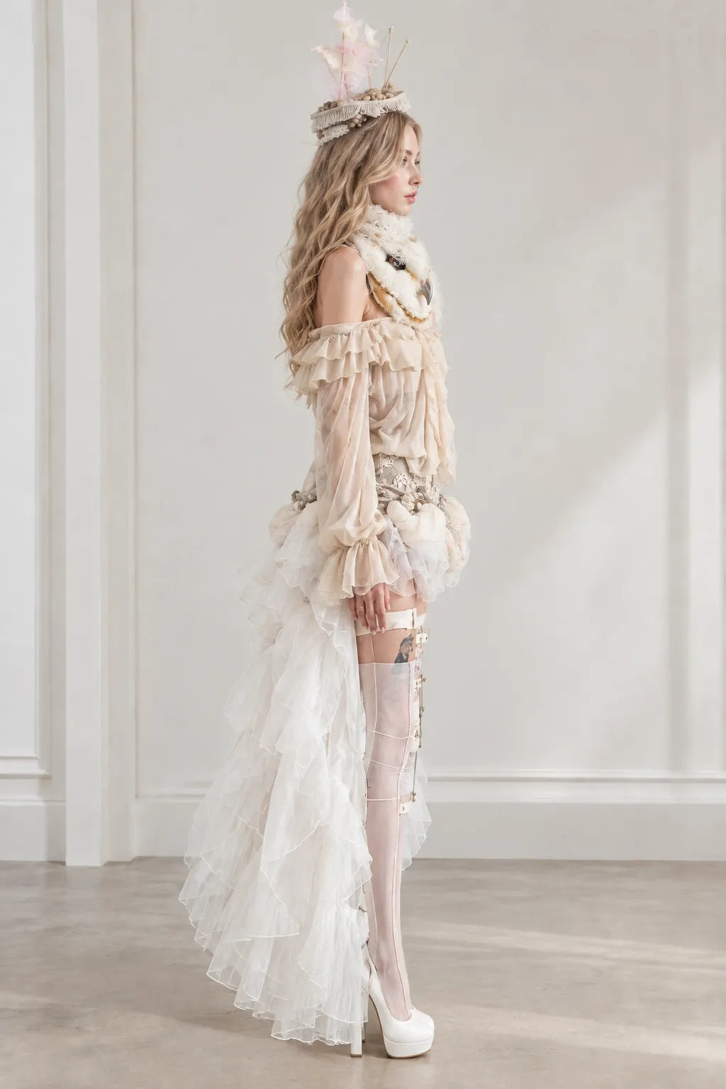 Gothic Fantasy Ruffled High-Low Corset Costume Set
