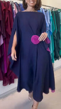 Midi Dress With Magenta Fabric Flower Detail