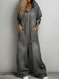 Women’s Hooded One Piece Denim Jumpsuit