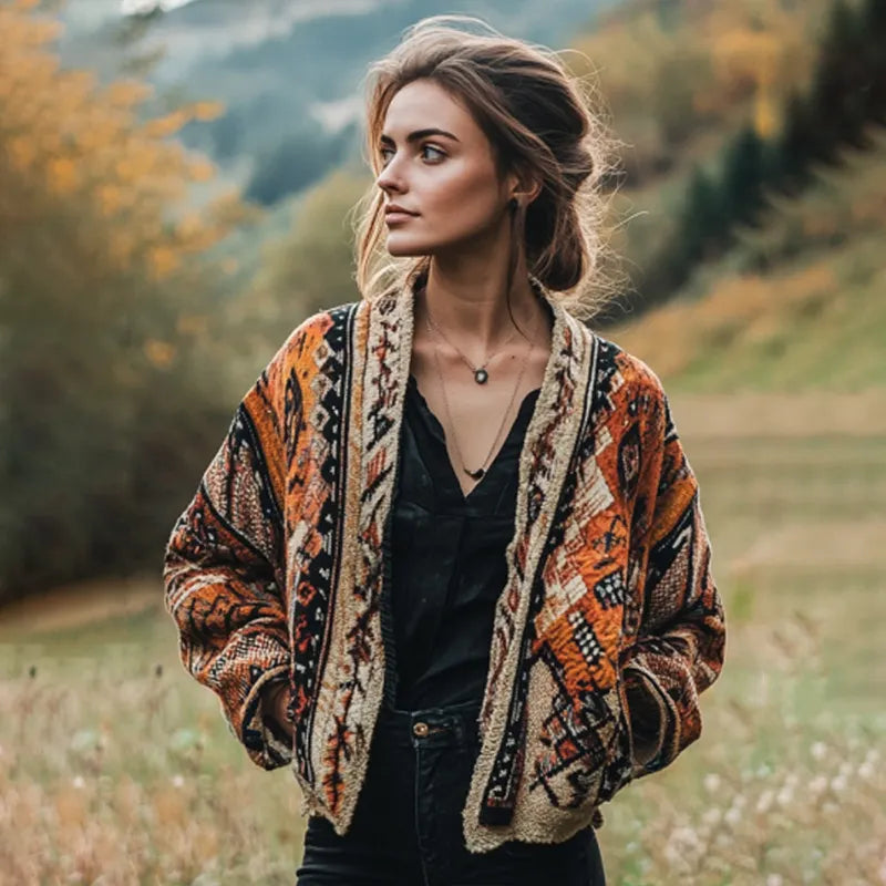 Women's Vintage Bohemian Print Cardigan
