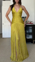 Fringe Halter Maxi Dress