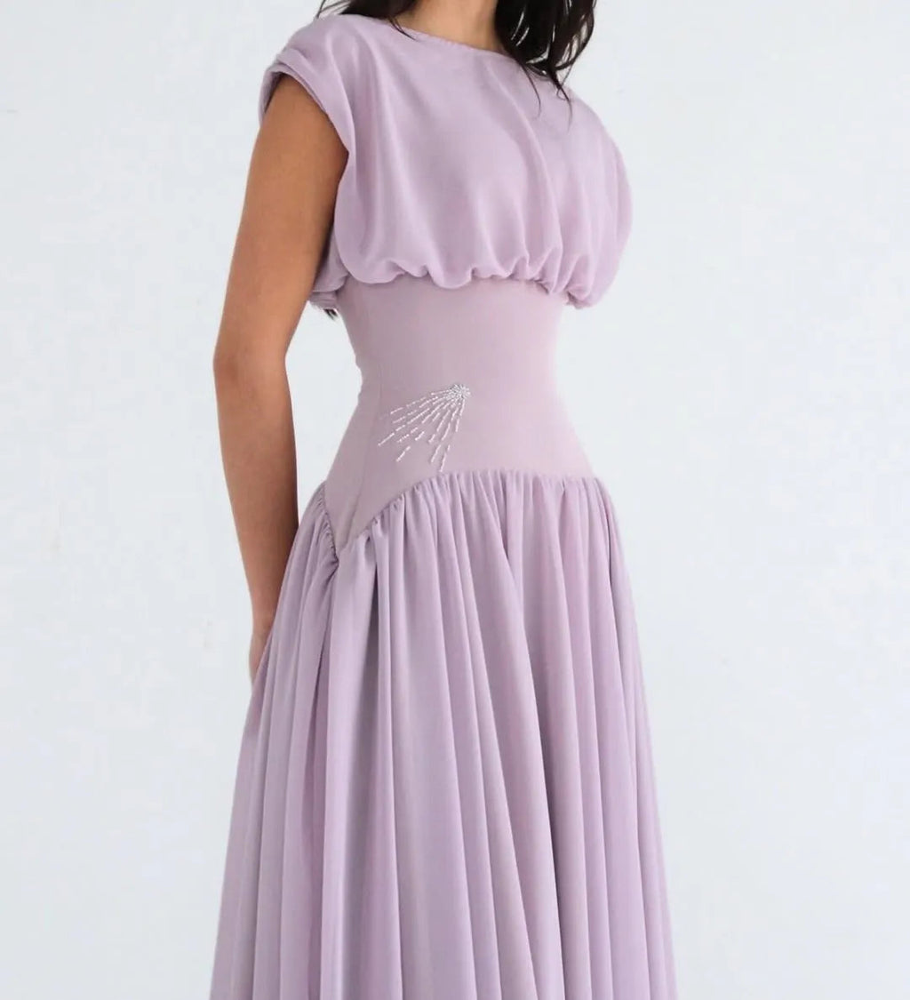 Cocoslly Bateau Simple Summer Sleeveless Long Prom Dress With Beadings | Lilac Chiffon ZT0652