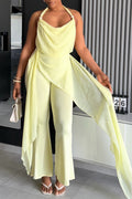 Halter Draped Wide-Leg Jumpsuit