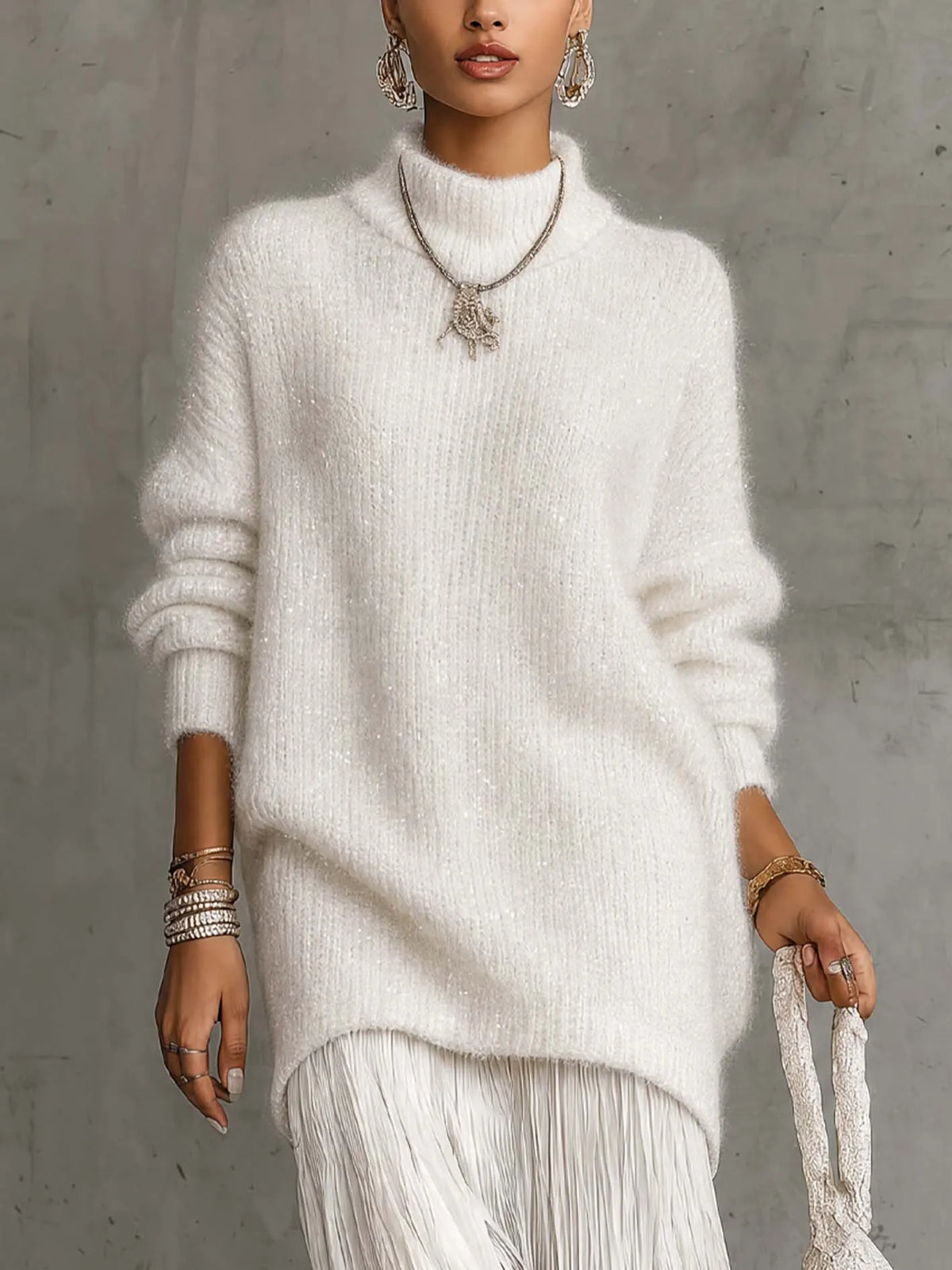 Layered Knit & Pleated Maxi Dress