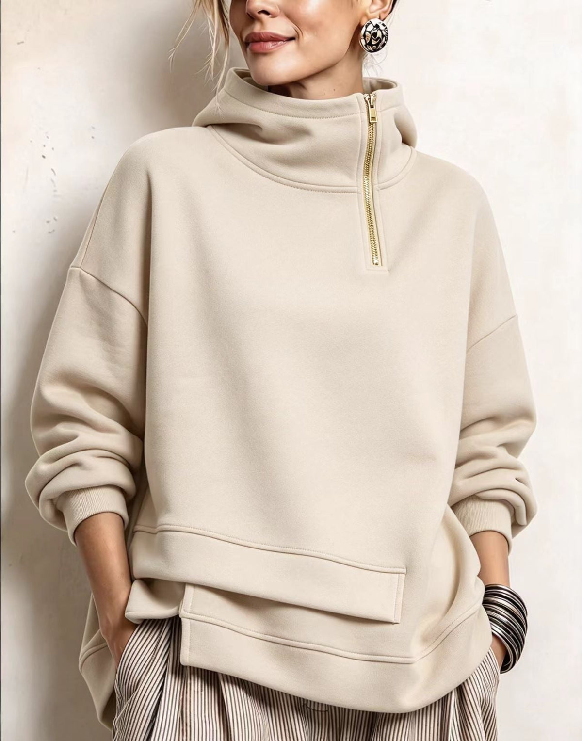 🤲LAST DAY SAVE 49% ⏰Modern Asymmetric High-Neck Casual Sweatshirt