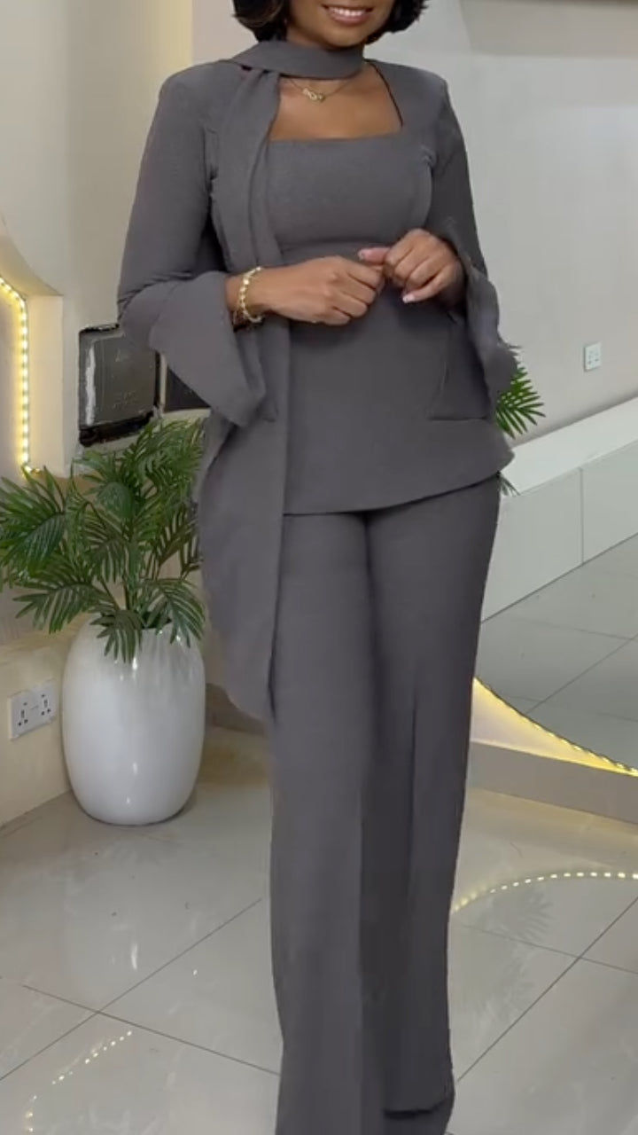 Flare Sleeve Blazer Suit Set