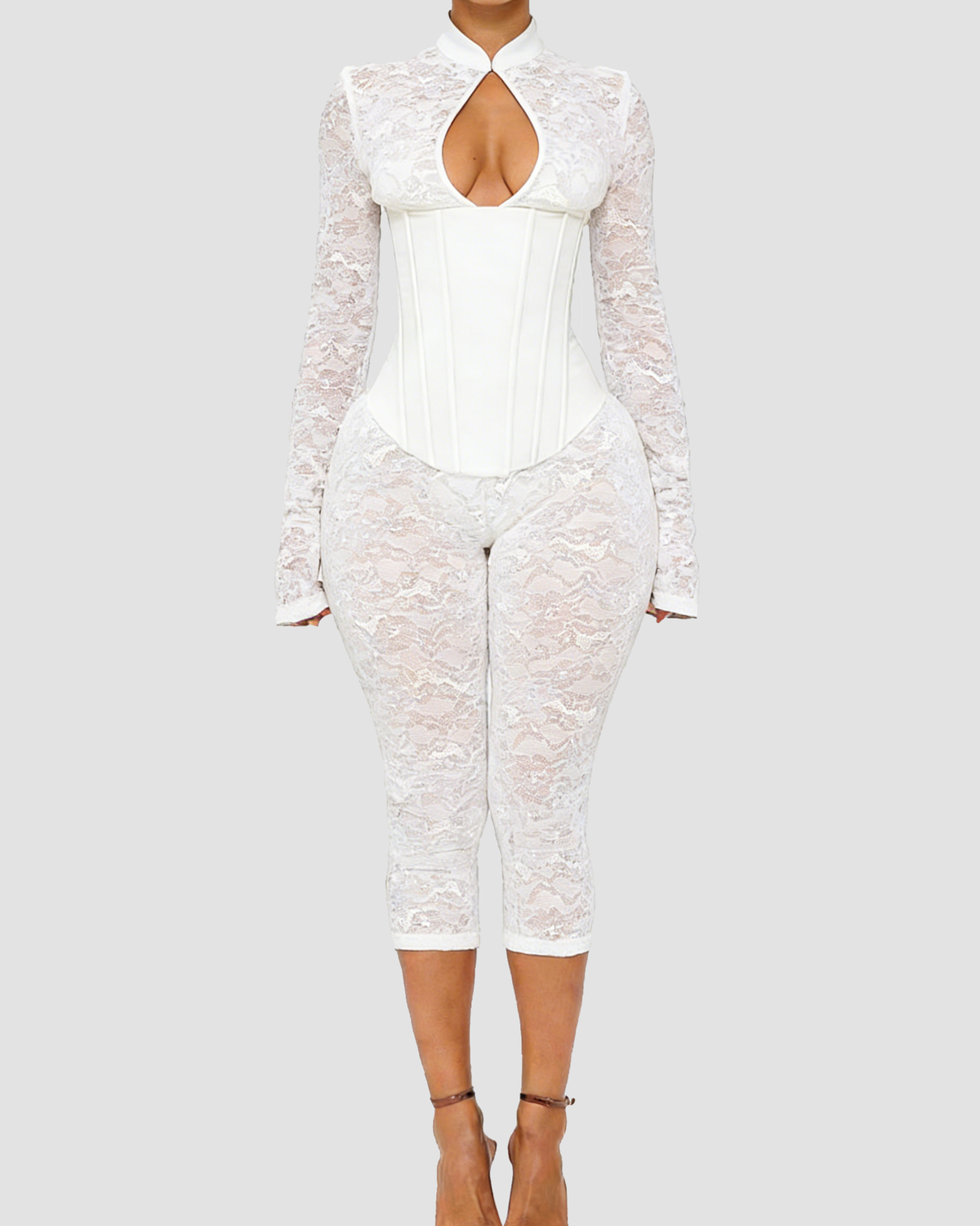 Lace Corset Long-sleeved Hourglass Jumpsuit