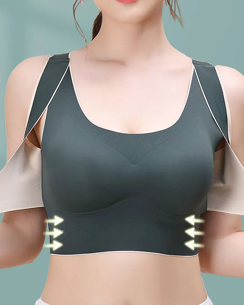 Wireless Front Cross Side Buckles Bra Hunchback Correction Shockproof Yoga Underwear