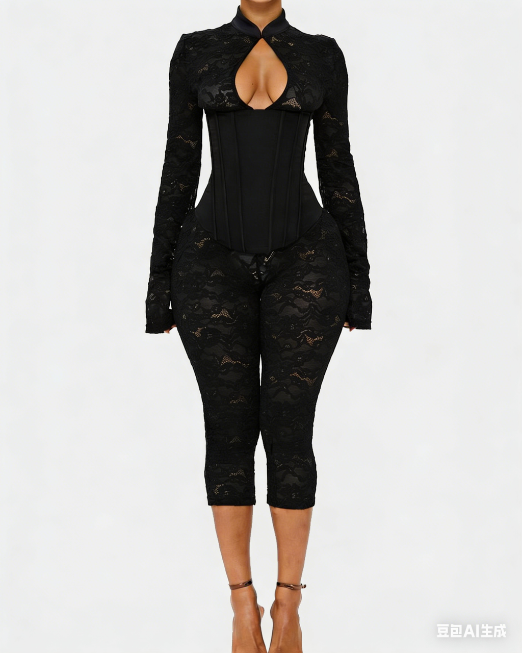 Lace Corset Long-sleeved Hourglass Jumpsuit