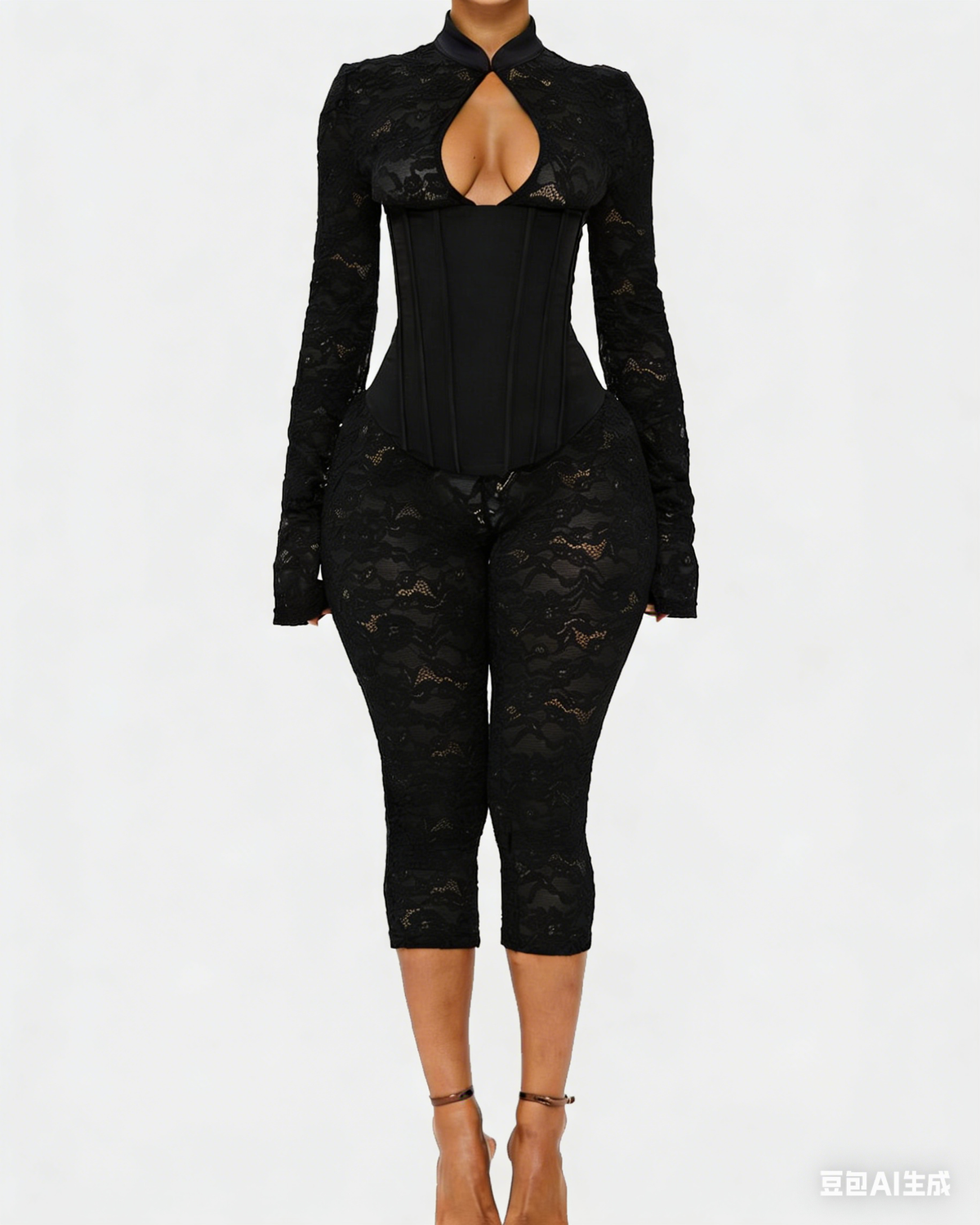 Lace Corset Long-sleeved Hourglass Jumpsuit