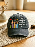 Imagine Peace Embroidered Washed Baseball Cap