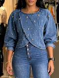 Studded Denim Cropped Jacket