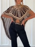 Beaded Fringe Cape Top
