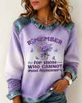 Alzheimer Awareness Denim Splice Waffle Knit Sweatshirt
