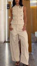 Utility Zip Vest & Wide-Leg Pants Set