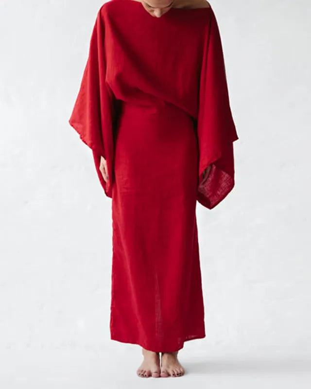 Casual Loose Cotton and Linen Dress e7b0