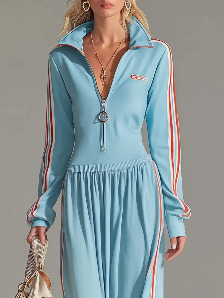 Women鈥檚 Zip-Up Sporty Long Sleeve Athleisure Dress