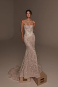Glamorous Strapless Sweetheart Sleeveless Beadings Long Mermaid Prom Dress DQ0006