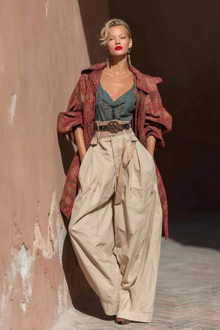Women's Casual Linen Top Pants Jacket 3 Piece Set