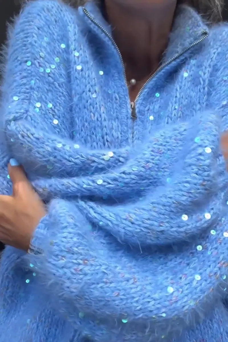 Women's Casual Warm Sequins Knit Cardigan