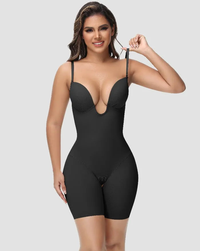 🎉 Women's U Plunge Strapless Tummy Control Bodysuit Low Back Built In Bra Shapewear