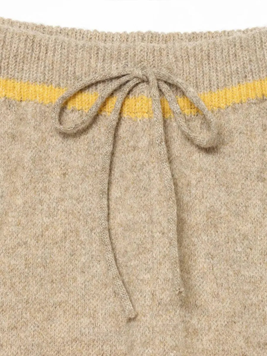 Chic Color Block Trim Knit Loungewear Set