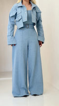 Belted Jumpsuit & Cropped Utility Jacket Set