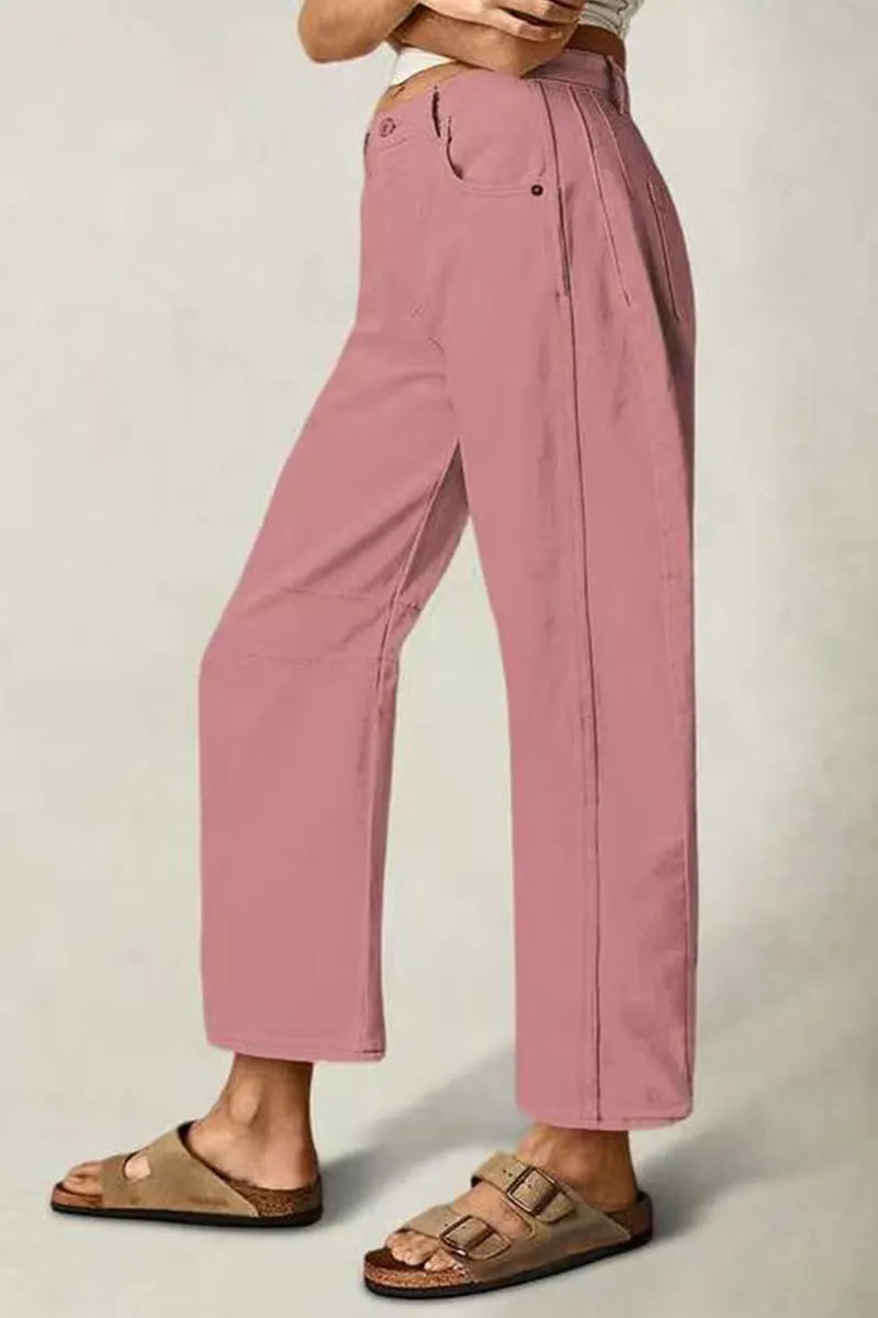 Women's Casual Solid Color Versatile Straight Leg Jeans