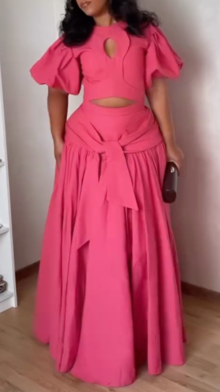Cutout Tie-Waist Maxi Dress