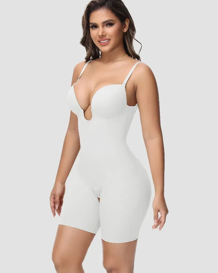 🎉 Women's U Plunge Strapless Tummy Control Bodysuit Low Back Built In Bra Shapewear