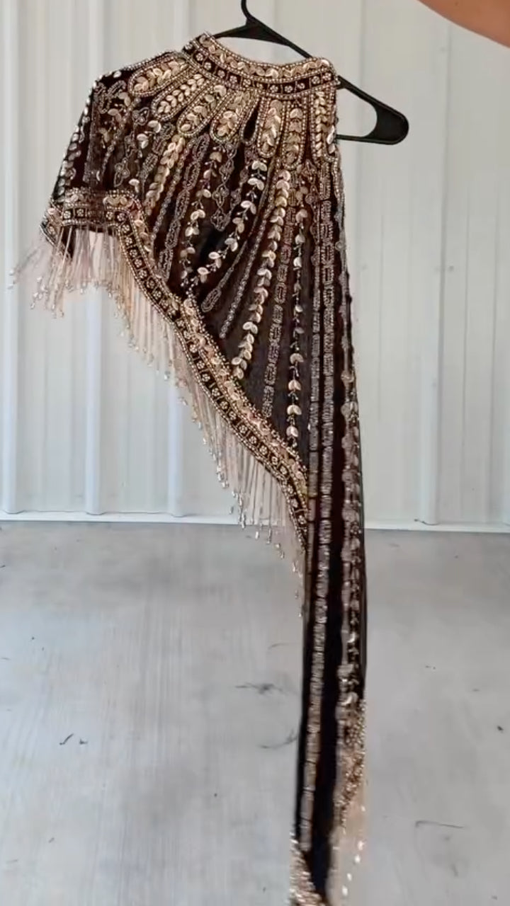 Beaded Fringe Cape Top