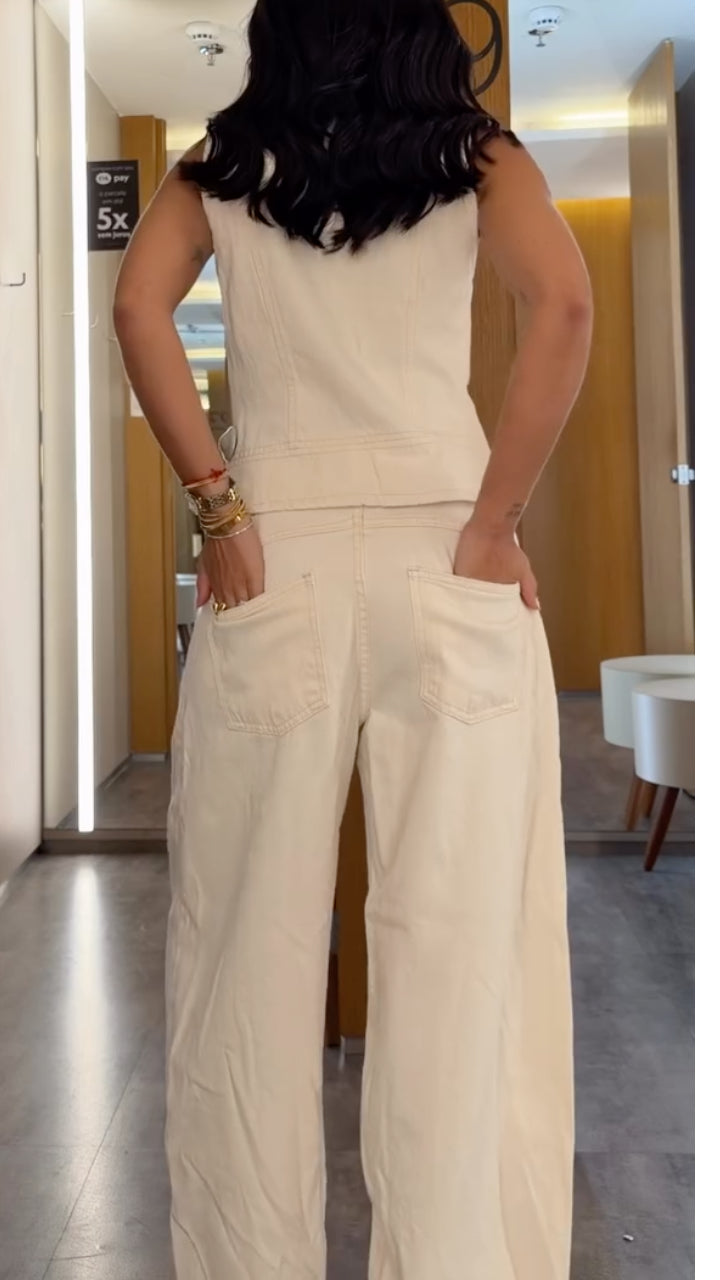 Utility Zip Vest & Wide-Leg Pants Set