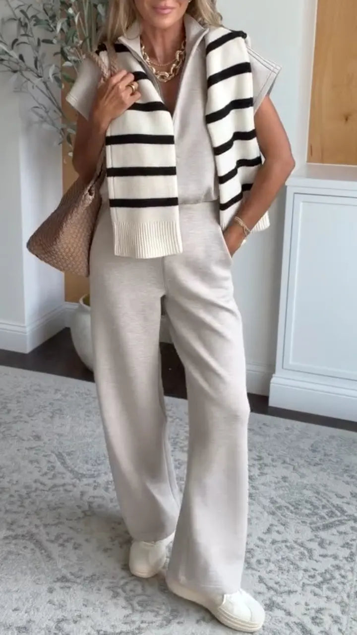 Women's Casual Zip-Front Jumpsuit (Faux Two-Piece Style)