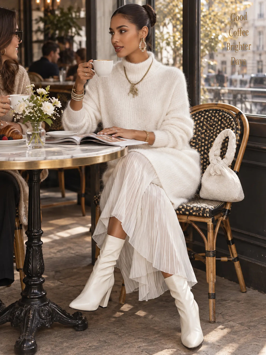 Layered Knit & Pleated Maxi Dress
