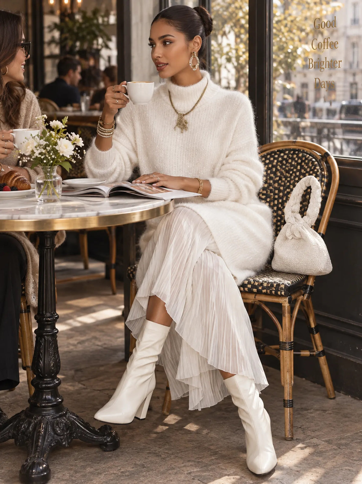 Layered Knit & Pleated Maxi Dress