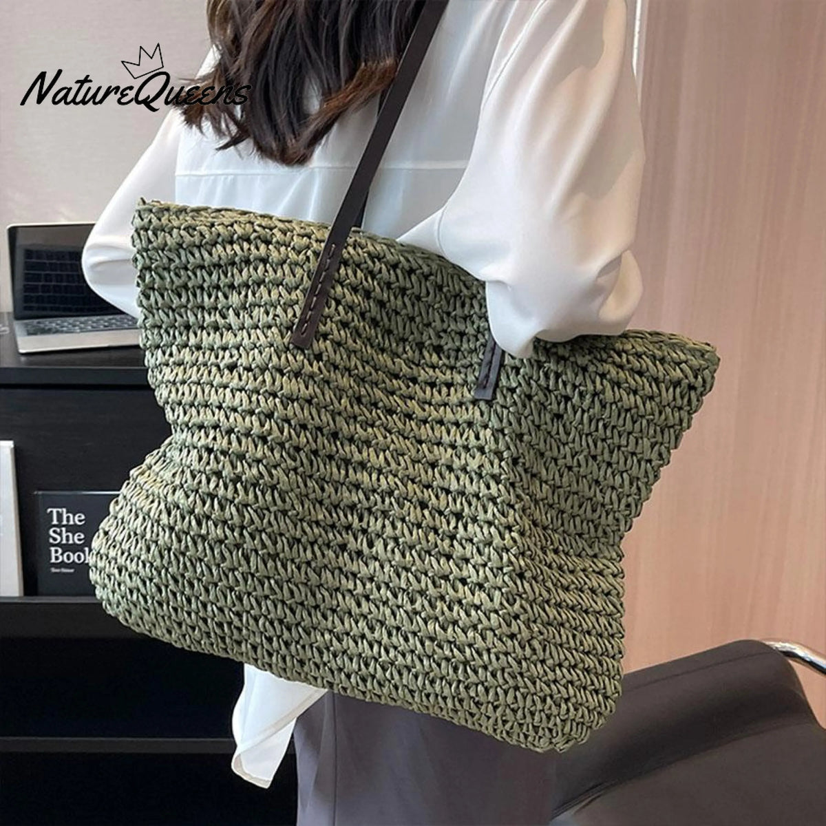 Beach Vacation Western Fashion Large Capacity Shoulder Tote Straw Bag