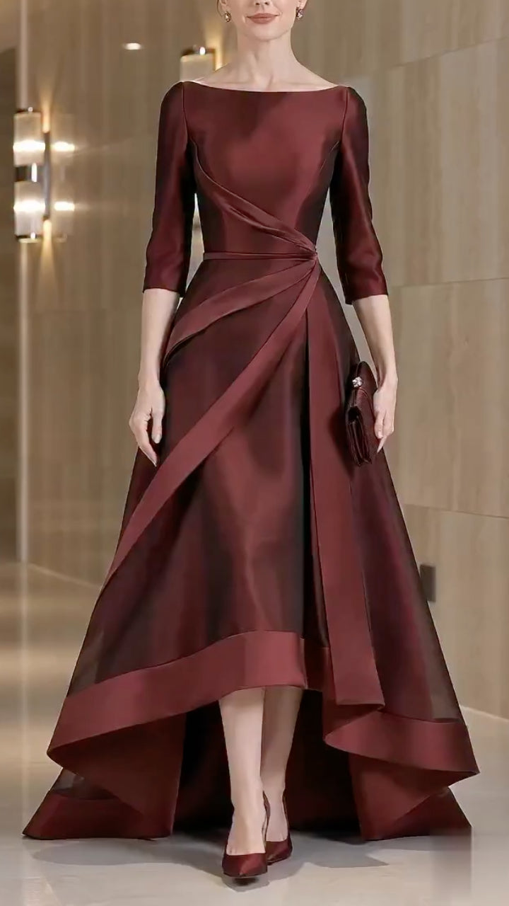 Satin Asymmetrical Evening Gown