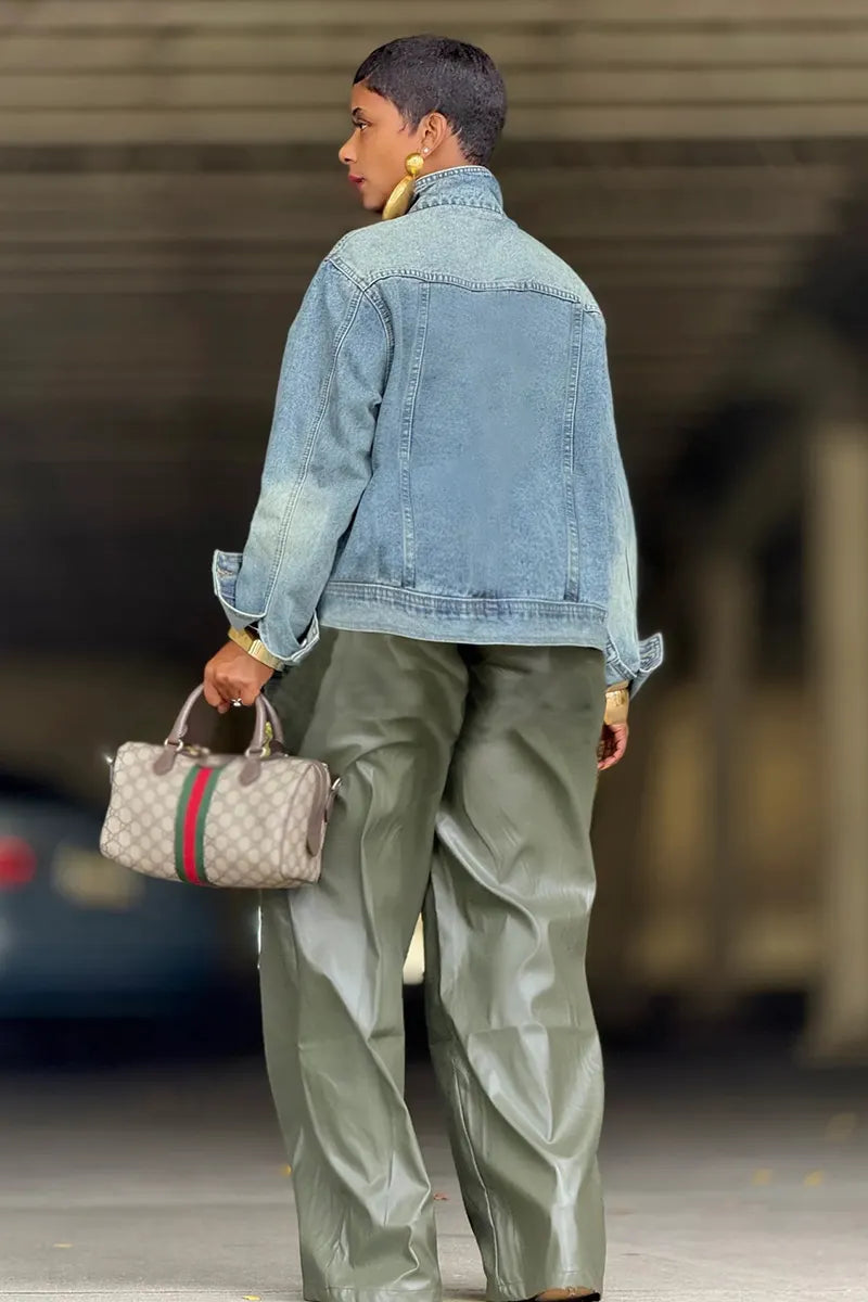 Women's Stand Collar Denim Short Jacket